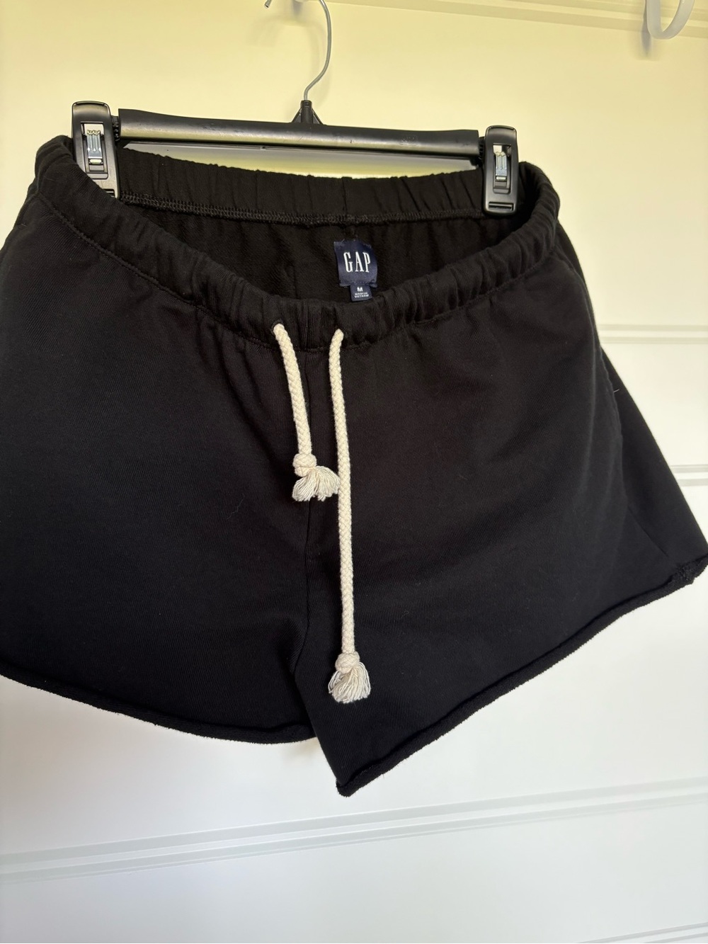 GAP Black Women's Drawstring Athletic Shorts with Cream Rope